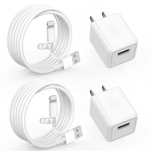 iPhone Charger,Cube iPhone Charger Travel 2Pack 6FT Lightning Cable Cord Quick Fast Charging Cord USB Wall Chargers Travel Plug Adapter for iPhone14/13/12/11/10/X/8 Plus/XR/XS Max/7/SE/iPad,Airpods