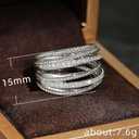 925 Sterling Silver Cross Rings Diamond Ring Cubic Zirconia Rings Fashionable Multi-Ring Combination of Two Colors CZ Diamond Multi Row Ring Eternity Engagement Wedding Band Ring for Women 9