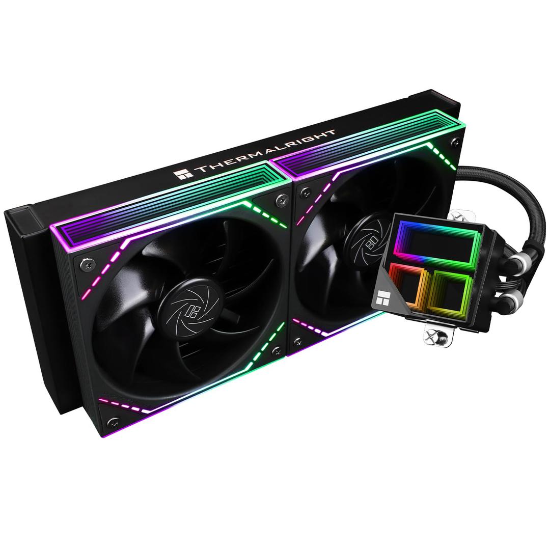 Thermalright Frozen Infinity 240 Black Liquid CPU Cooler,Double PWM Fans with 2000RPM,Desktop CPU Aio Cooler,for AM4/AM5&Intel LGA1150/1151/1200/2011/1700/1851,Infinity Mirror PC CPU Water Cooler