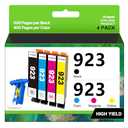 923 Ink Cartridges Combo Pack Without Chip High Yield Compatible for HP 923 Ink Cartridges 923XL Work for OfficeJet Pro 8130e 8135e 8139e 8138e 8120e 8122e 8124e (4 Pack, Black Cyan Magenta Yellow)