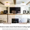 13" Semi Flush Mount Ceiling Light Fixture, 3-Light Gold Drum Light Fixture, Modern Close to Ceiling Light with White Fabric Shade Lamps for Bedroom Living Room Kitchen Hallway Entryway