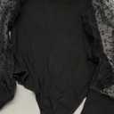 MISSJOY Body Suits for Womens Mock Turtle Neck Long Sleeve Mesh Polka Dot Elegant Ribbed Body Suit Black,M