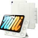 Dwopar Magnetic Case for iPad mini 7 A17 Pro, Slim Smart Folio for iPad mini 7th/6th Generation 8.3 Inch 2024/2021 Model, Lightweight Trifold Stand, Auto Sleep/Wake, Support Pencil Pro, White