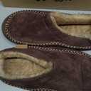 Zigzagger Men's Slip On Moccasin Slippers, Indoor/Outdoor Warm Fuzzy Comfy House Shoes, Fluffy Wide Loafer Slippers (11-12, Coffee)