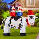 SIKADEER 6 FT Christmas Blow Up Inflatable Decorations, Turkey Standing on Cow, Outdoor Xmas Decor with Built-in Bright LED Lights, IP68 Waterproof Fan for Holiday, Lawn, Party, and Yard Display