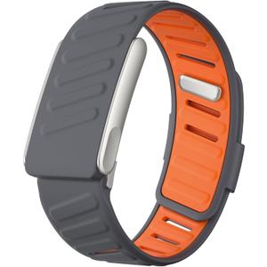 mimo Rugged Comfort Silicone Wristband Compatible with WHOOP 5.0 | Whoop MG Band, Durable Soft Silicone Sports Loop Replacement Bands for Men Women with Metal Frame Connector (Dark Gray & Orange)
