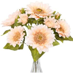 Fake Sunflowers Artificial Flowers Bulk - 18In Fall Sunflowers Large Artificial Sunflowers with Stems Realistic for Indoor Outdoors Home Decor（White, 4Pcs）