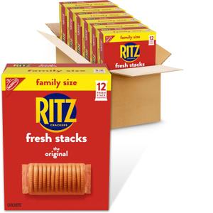 RITZ Fresh Stacks Original Crackers, Bulk Travel Snacks, Family Size, 6 Boxes (72 Multi Snack Packs) (EXP 12/25/26)