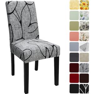 Dining Room Chair Covers Set of 1, Stretch Printed Parsons Chair Slipcovers Spandex Removable Washable Kitchen Chair Protector Cover for Dining Room, Hotel, Ceremony