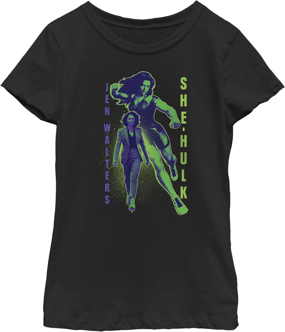 Marvel Girl's She-Hulk Walters Lock Up T-Shirt (Black), XS