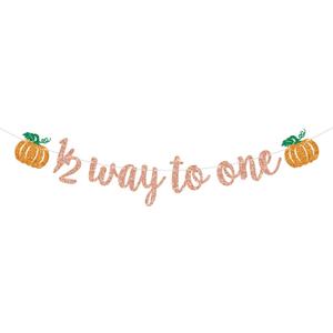 10 x Pumpkin 1/2 Way to One Banner, Fall Half Birthday Decorations Girl, Happy 6 Months, Little Pumpkin Baby Shower Birthday Party Decorations, Rose Gold Glitter 10 x Pumpkin 1/2 Way to One Banner, Fall Half Birthday Decorations Girl, Happy 6 Months, Little Pumpkin Baby Shower Birthday Party Decorations, Rose Gold Glitter