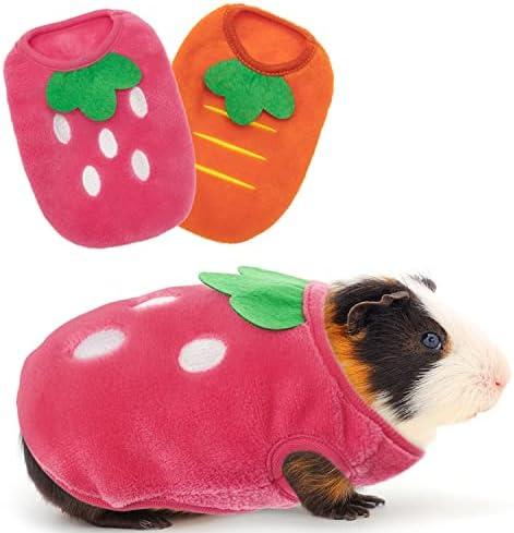 IPRAVOCI Guinea Pig Clothes - Cute Fleece Warm Pet Outfits for Rabbit Bunny Ferrets Chinchillas Kitten Chihuahua, etc. Small Animals - Strawberry Carrot Shape Cozy Vest Pet Costume XX-Small
