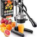 Zulay Kitchen Cast Iron Juicer - Easy-to-Clean Heavy-Duty Manual Juicer, Professional Citrus Juicer - Stainless Steel Lemon Squeezer - Manual Citrus Press & Orange Squeezer - Orange Juicer (Black)