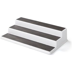 Copco 2555-0188 Non-Skid 3-Tier Spice Pantry Kitchen Cabinet Organizer, 15-Inch, White/Gray