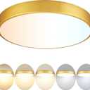 Gold LED Ceiling Light Fixture Flush Mount 15 inch 36W, Dimmable Light Fixtures Ceiling Mount LED, Modern Kitchen Lighting Fixtures for Bedroom, Bathroom, Living Room