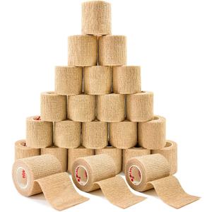 Carbou Self Adhesive Bandage Wrap 2" x 5yd 24ct Vet & Athletic Beige | Athletic Elastic Cohesive Bandage for Sports, Injuries, Treatments, and Recovery, First Aid Tape Vet Wrap for Cat, Dog