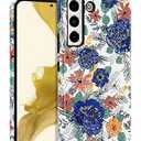 J.west for Samsung Galaxy S22 Plus Case Cute Floral Phone Case Dual-Layer Hybrid PC+TPU Slim Shockproof Phone Cover for Women Girls