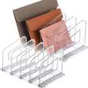 LALOBLUE File Organizer, Acrylic File Folder Organizer File Sorter, Plastic Vertical Book Dividers for Magazine Mail Letter Paper, Desktop Organizers for Office, Classroom & Home(4 Sections, 2 Pack) (Clear)