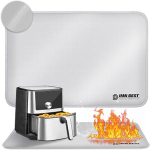 ImnBest Heat Resistant Mat for Air Fryer Site, Fireproof Silicone Mat for Kitchen Countertop, Non-slip and Waterproof, Countertop Protector, Black (Silvery, 30"L x 20"W)
