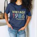 FYAPHION Vintage 1986 T Shirts for Women 40th Birthday Gifts Born in 1986 Tshirt Retro Casual Short Sleeve Tee Tops (Pink, XL)