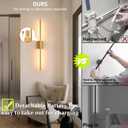 Battery Operated Wall Sconces Set of Two: Dimmable Wireless Wall Lights with Remote, 31-inch LED Rechargeable Sconces, 360 Lighting Wall Scone Decor for TV, Mirror, Bedroom, Living Room(Gold)