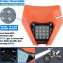 Dirt Bike Headlight,LED Enduro Pit Bike Light Kit Universal For Most Dirt Pit Bike Motorcycle EXC SXF Orange