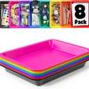 DOODLE HOG Set of 8 Art Trays for Kids, Great for Lego, Sand, Crafts, Painting, Montessori, Rainbow Tray for Classroom, Craft Trays for Kids