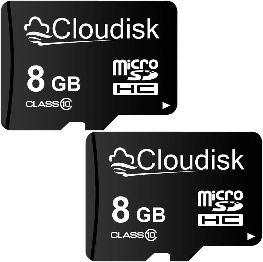 Pack of 2 Micro SD Card 8GB Flash Memory Card Micro SDHC with SD Adapter, C10, A1, U1 (8 GB)
