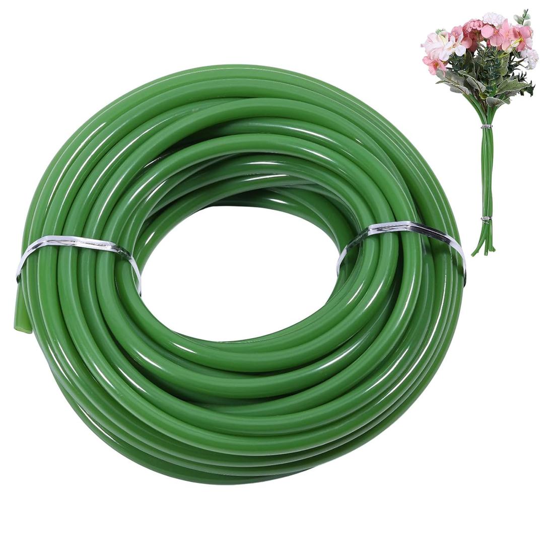 10m/32.8ft Flower Stems Wrap 6.5mm Green Tubing Roll Flower Stem Covers Tubes Artificial Accessories for Bundling Artificial Flowers Stems DIY Bouquets Wedding Corsage Arrangement