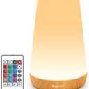 Auxmir Rechargeable LED Night Light, Touch & Remote Control Bedside Lamp with 13 Colors, 5 Brightness Levels, Portable Table Lamp for Kids Baby Nursery, Bedroom, Bathroom, Camping, Light Brown-2 Pack