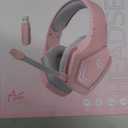 Anivia 2.4GHz Wireless Gaming Headset with Microphone for Work, PC Comptuers, Laptop, Over Ear Gamer Headphones with Mic, LED Light, Bass Surround Sound, Soft Ear Pads, for Girls and Women (Pink)