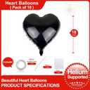 4 x Lovoir 10 Pcs Black Heart Shape Foil Mylar Balloons 18 Inch Love Balloons for Valentine's Day Birthday Party Decorations Wedding Engagement Romantic Decor (Black)