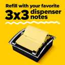 Post-it Note Dispenser, Sticky Note Holder, Black Base, Clear Top, Includes 50 Sheets of 3 in x 3 in Canary Yellow Pop-Up Notes, Classroom or Office Supplies (1.8" x 5.9")