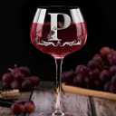 Personalized Monogram Gifts for Women - Customized Initial A-Z Wine Glass, Unique Birthday Wine Gifts for Friend, Her, Mom, Wife, Sister, Daughter - 16oz Elegant Custom Stemmed Glassware (Letter P)