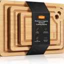 Bamboo Cutting Board for Kitchen, Knife-Friendly Wooden Cutting Boards Set 3-Piece with Juice Groove, Durable Chopping Boards for Meat, Vegetables, Fruits, Cheese(Natural)