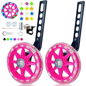 DDJKCZ Training Wheels for Kids Bicycle,Flash Mute Big Wheel Compatible for 12 14 16 18 20 inch Single Speed Bike (ROSE)