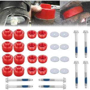 7-141 Body and Cab Mount Bushing Kit for 1999-2014 Chevy Silverado & GMC Sierra 1500/2500 2WD/4WD Body Cab Mounts with Mount Cushion Bolts 1999-2004 Replaces# 11516868 15704260 (Red)