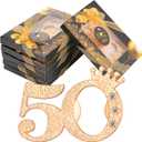 50 Packs 50 Bottle Openers for 50th Birthday Party Favors Gifts or Souvenirs for Guests 50th Wedding Anniversary Party Favor Gold and Black Theme Party Decorations (50)