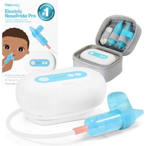 Frida Baby Electric NoseFrida Pro Nasal Aspirator for Baby, Hospital Grade Suction, Nose Sucker for Baby & Toddler, Nasal Aspirator for Congestion Relief, 5 Suction Levels, 2 Tips, Cordless with Case (Pack of 1)