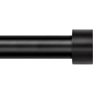 Zeerobee Curtain Rods for Windows 48 to 84, 1 Inch Black Curtain Rod Set, Heavy Duty Drapery Rods with Adjustable Curtain Rods, Outdoor Modern Curtain Rod with Simple End Caps, 32"-86", Black