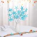 Pinkunn 6 Pcs Blue Coastal Christmas Tree Ornaments 15.74 Inch Starfish Christmas Picks and Spray Beach Artificial Tree Toppers Ocean Branches Twigs Filler for Xmas Vase Crafts Decor
