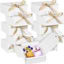 Xylitic 10 Pcs White Gift Boxes with Lids, 4.5x4.5x2 Present Box, Square Boxes with Ribbon, Paper Gift Boxes for Presents, Wedding, Birthday, Party, Baby Shower, Chocolate, Candy, Snacks