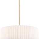 18" Double Drum Chandelier, 3-Light Gold Pendant Light Fixtures with Dual Layer Pleated Fabric Shade, Modern Chandeliers for Dining Room Kitchen Living Room Bedroom Hallway, AD-25036-3P-GD