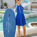 Mioglrie Girls Swimsuit Teens Bathing Suits Girls Long Sleeve Swimsuit One Piece Juniors Swimwear for 7-14 Years Kids