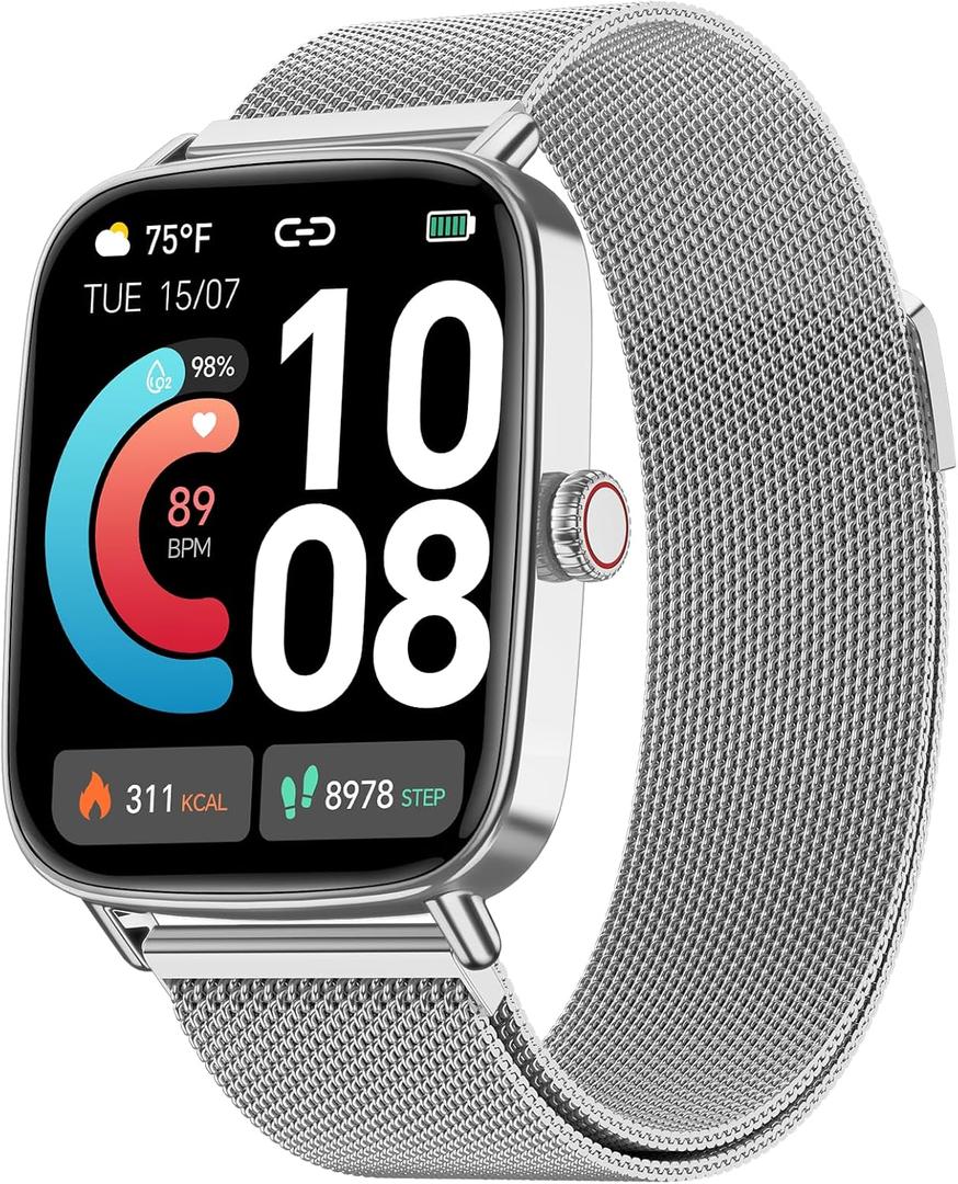 aeac Smart Watch for Men Women, 1.85" HD Smartwatch Compatible iPhone/Samsung/Android (Answer/Make Calls), 100+ Sport Modes Fitness Tracker with Heart Rate/Sleep/Step Monitor, IP68 Waterproof