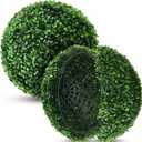 Hotop 2 Pcs 9 Inch Artificial Plant Topiary Ball 4 Layers Garden Spheres Boxwood Balls Artificial Topiaries Spheres Decorative Plants for Backyard, Balcony, Garden, Indoor Outdoor Decor (Green)