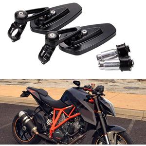 Black Motorcycle Bar End Mirrors Rear View CNC Compatible With GROM MSX125 CB500F Kawasaki Z125 pro Z650 Z750 Z800 Z900 ER6N ER6F Yamaha MT-03 MT-07 FZ-07 MT-09 FZ-09 MT-10 FZ-10 MT-25 FZ6 FZ8 FZ6R, Small