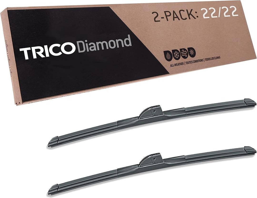 TRICO Diamond 22" + 22" Premium Automotive Replacement Windshield Wiper Blades (Set of 2), Passenger and Driver Side All-Weather Beam Wiper Blades for Select Vehicle Models