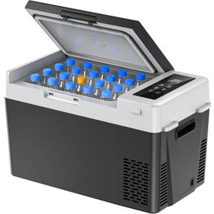 Marsail 12V Car Fridge 25QT Portable Freezer -4F to 68F, Compressor Cooler for Camping Travel Truck RV Home, Efficient Cooling & ECO Mode, Black