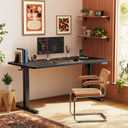 Huuger Electric Standing Desk with Power Outlets and USB-C Port, 55 X 24 Inch Height Adjustable Desk, Sit Stand Desk for Home Office, Computer & Gaming Desk with 4 Presets, Carbon Black